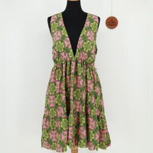 HOUSE OF HARLOW 1960 Linen Blend Halter Dress with Pockets